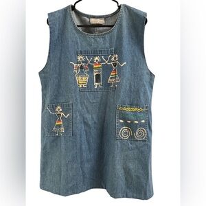 Vintage cover charge denim tribal dress
